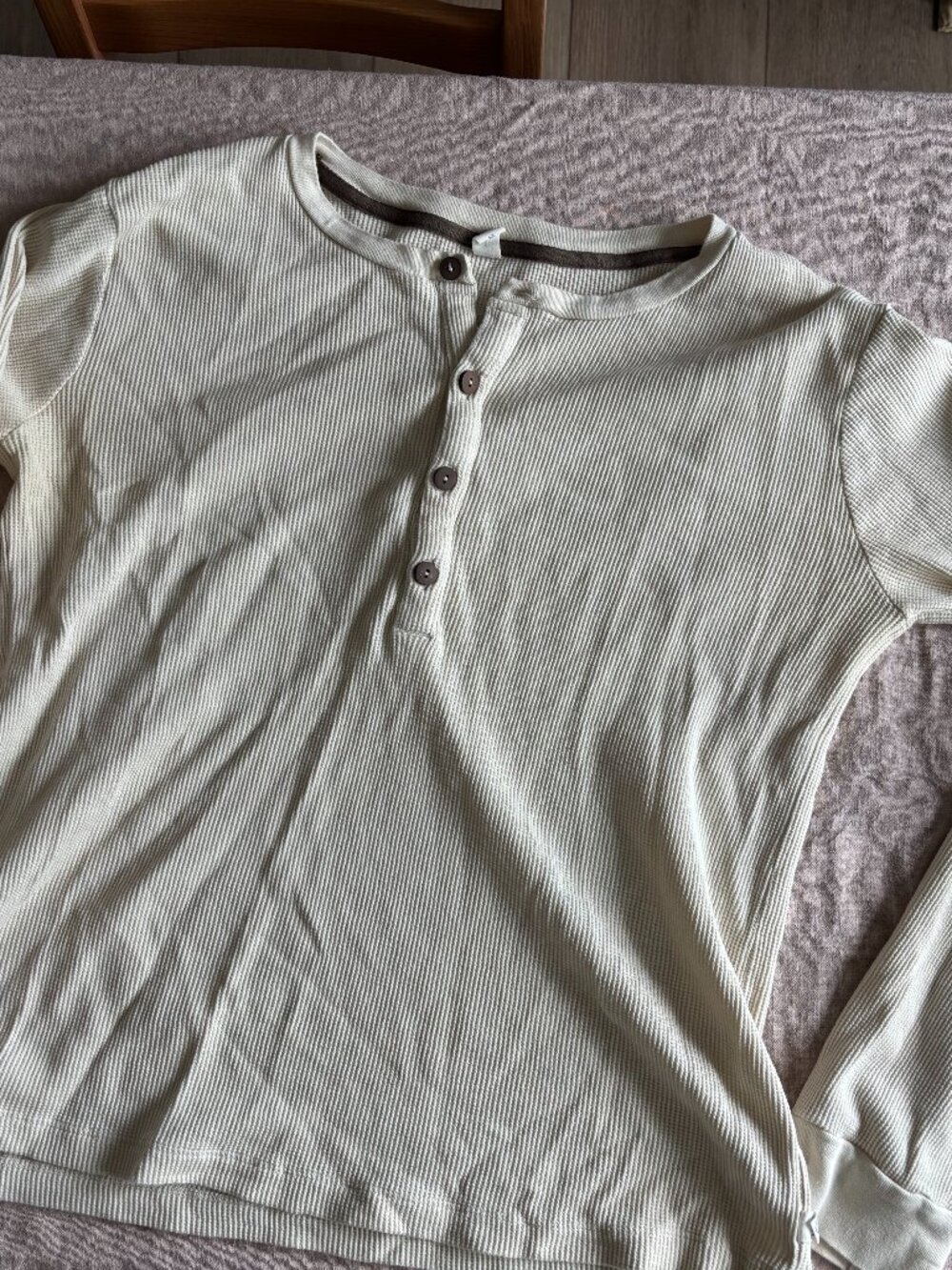 Nui Organics Cream Henley Shirt